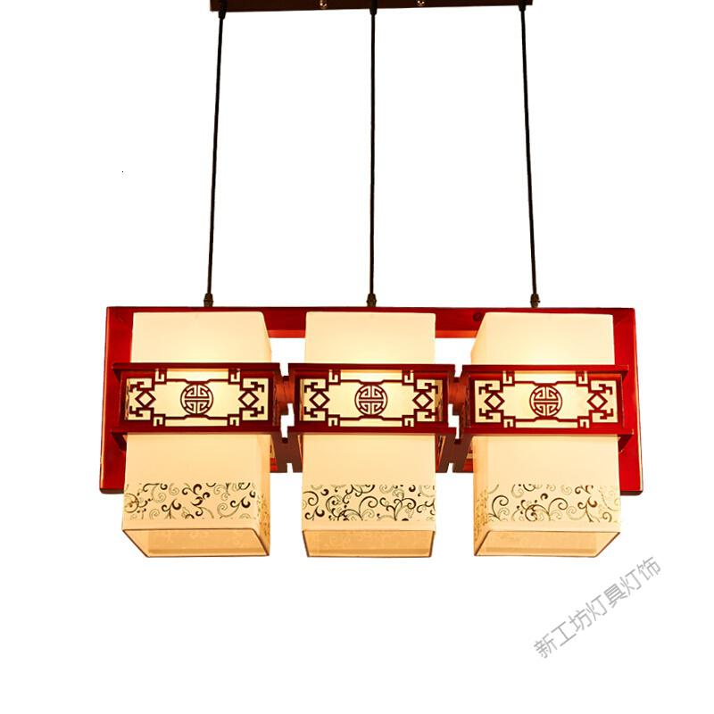苏宁放心购 中式吊灯三头餐厅茶楼古典餐吊灯中国风灯笼方形实木仿古阳台灯具高清大图