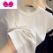 七斓正肩白色t恤女短袖修身气质韩版时尚小众内搭白衣上衣打底衫纯色