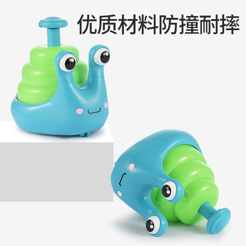 汇聪玩具儿童网红按压式蜗牛回力车惯性滑行爬行小黄鸭乌龟益智玩具声光跑(一个装 3色随机发 单个无包装)