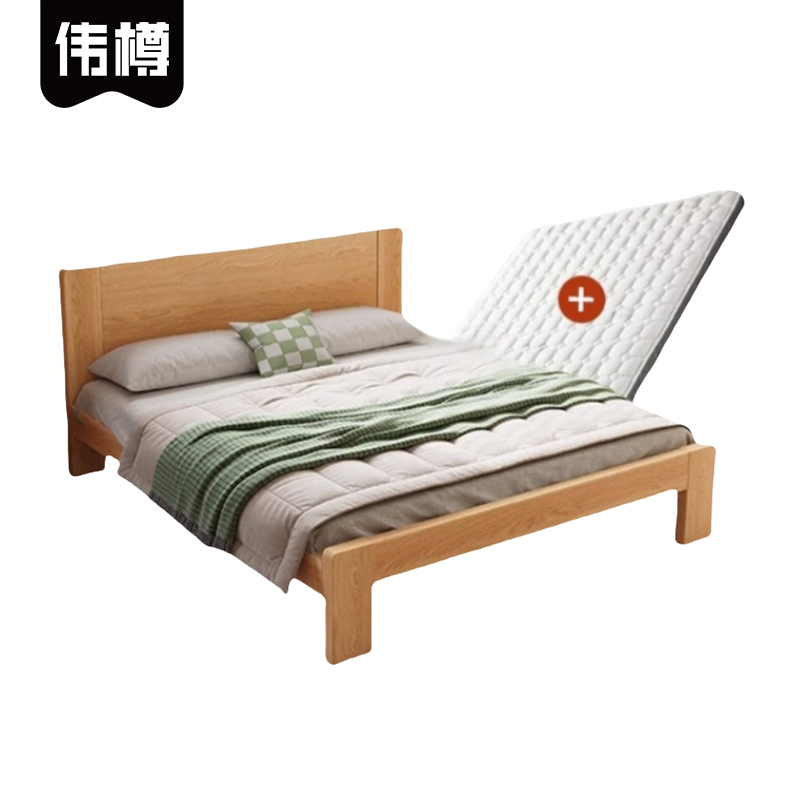 伟樽单人床1200*2000*400mm+10cm床垫套高清大图