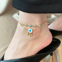 新中式高级感钛钢恶魔之眼脚链女2025新款不掉色小众设计个性足链