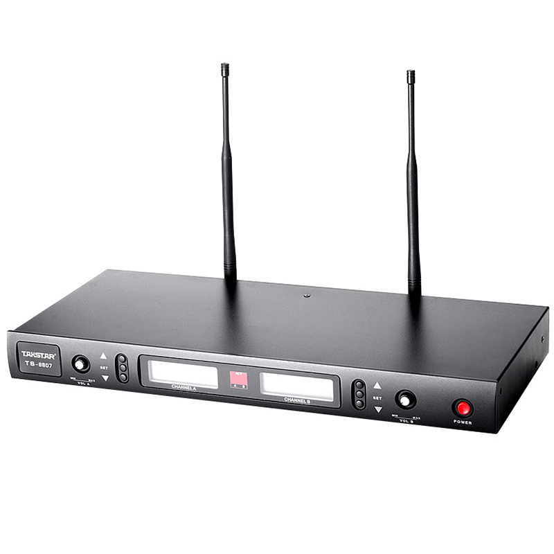 得胜 (TAKSTAR)TS-8807A U段可调频一拖二无线话筒 专业演出头戴无线领夹麦克风 舞台KTV会议话筒防啸叫