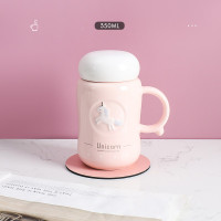 独角兽陶瓷杯可爱少女心带盖喝水杯子陶瓷马克杯
