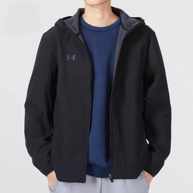 UA安德玛男装新款运动防风连帽宽松保暖休闲外套夹克22600401-001 ZP高清大图