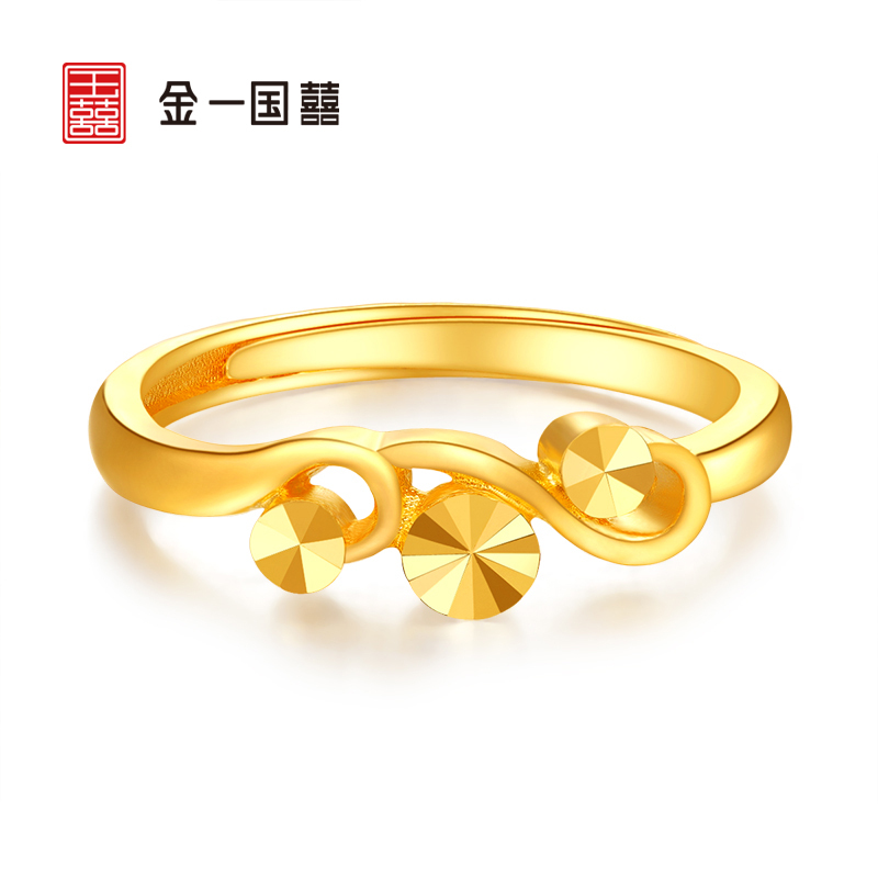 金一国囍 足金简约女戒黄金戒指送女友浪漫礼物(计价) AAA003