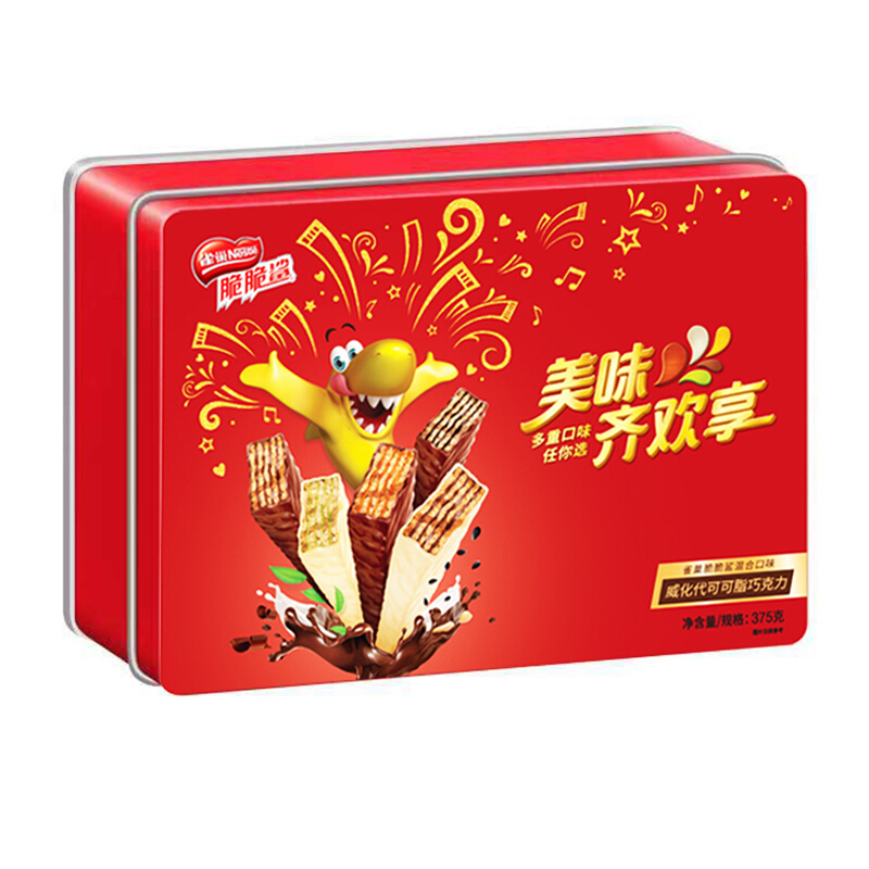 雀巢脆脆鲨混合口味威化代可可脂巧克力新年装375g