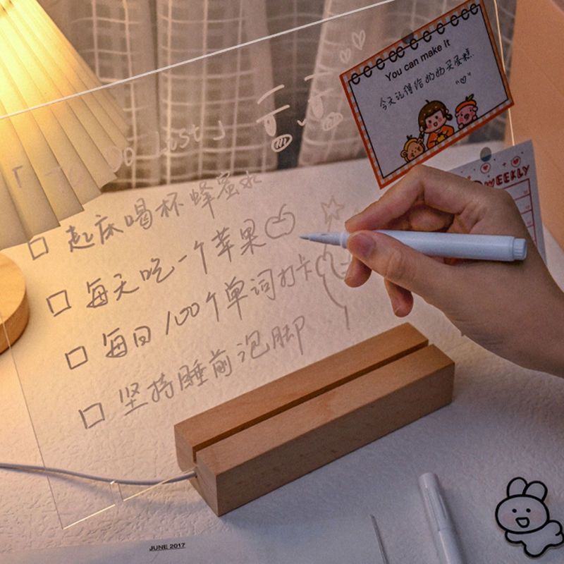 透明亚克力板[小号] ins风透明简约亚克力记事板学生写字可擦学习用品留言夹板写字板