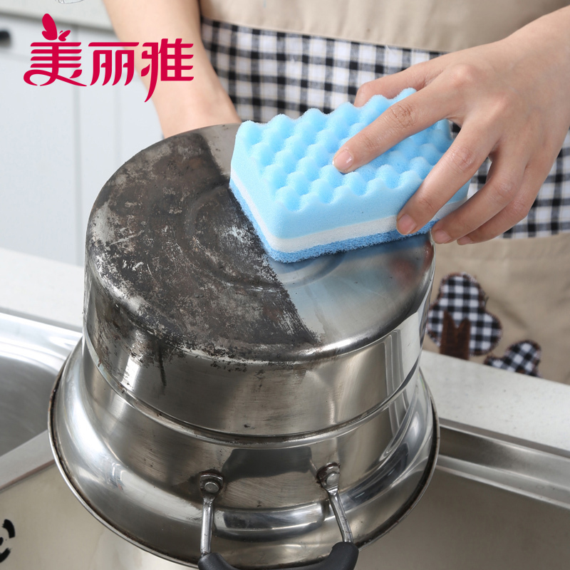 美丽雅波纹海绵百洁布 2片入