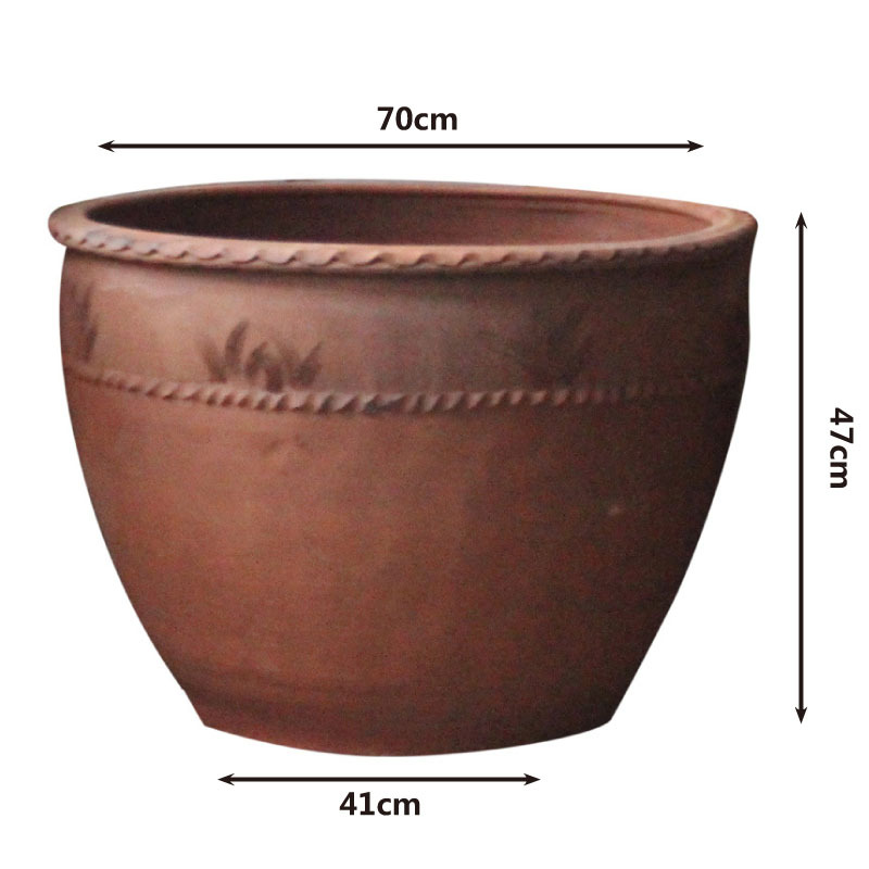 透气大花缸大口径土陶鱼缸超大码花盆老式泥瓦陶树花盆