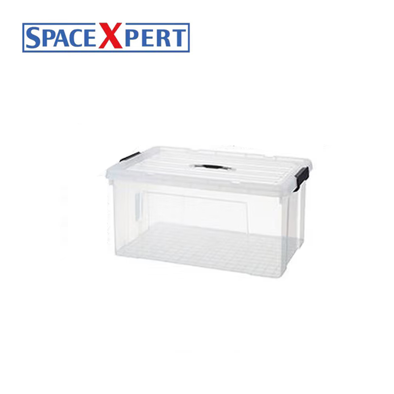 空間専門家(SPACEXPERT) 衣物收纳箱塑料整理箱车载储物箱15L透明 两个装 带提手