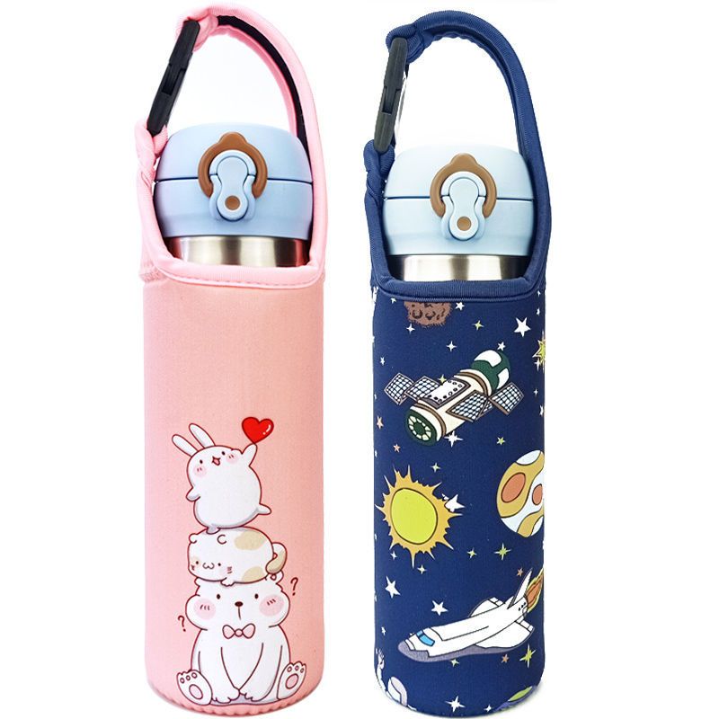 膳魔师象印杯套卡通手提保温杯套水杯套保护套防摔通用350 500ml 锁扣浅灰色480-500ml