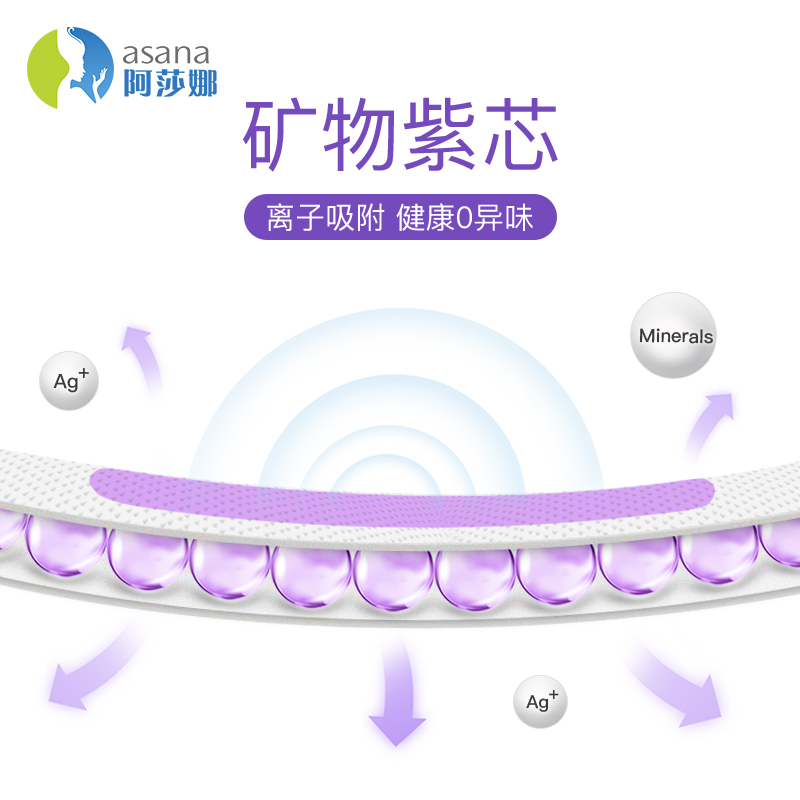 阿莎娜 超薄棉面 夜用卫生巾28CM 14片高清大图