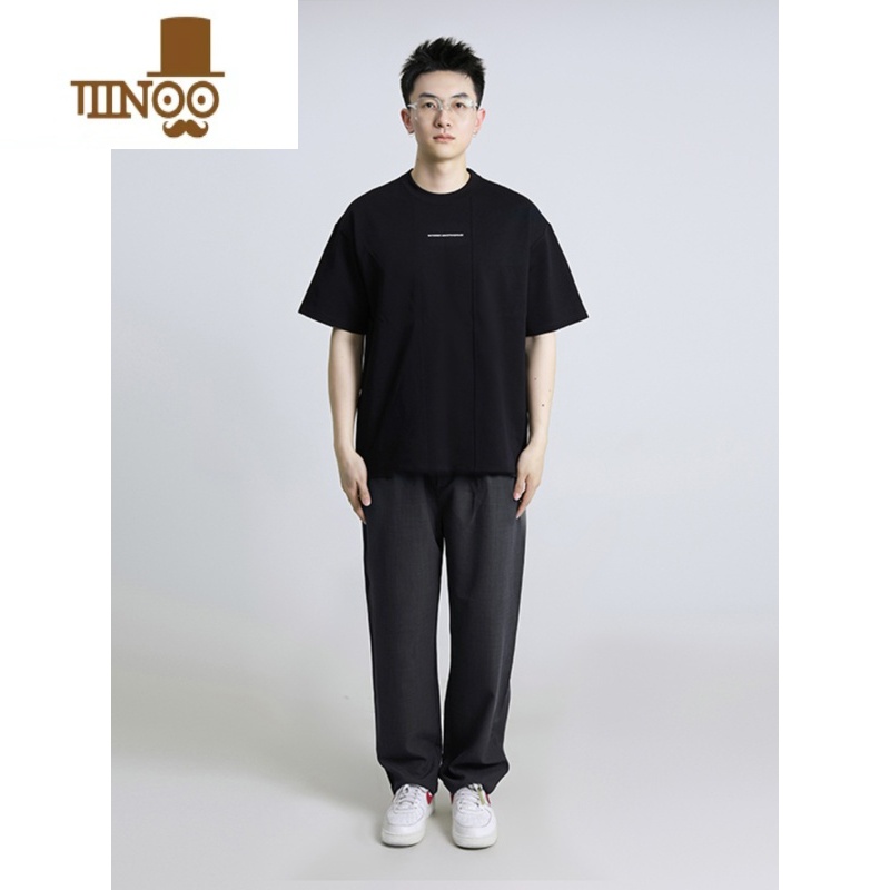 YANXU夏季薄款休闲西裤宽松男长裤子抽绳皱百搭纯色女垂裤AU西高清大图