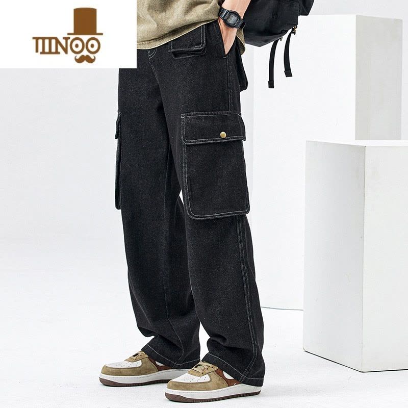YANXUWOODSOON直筒牛仔裤男生款潮牌百搭垂感工装裤休闲宽松裤子男图片