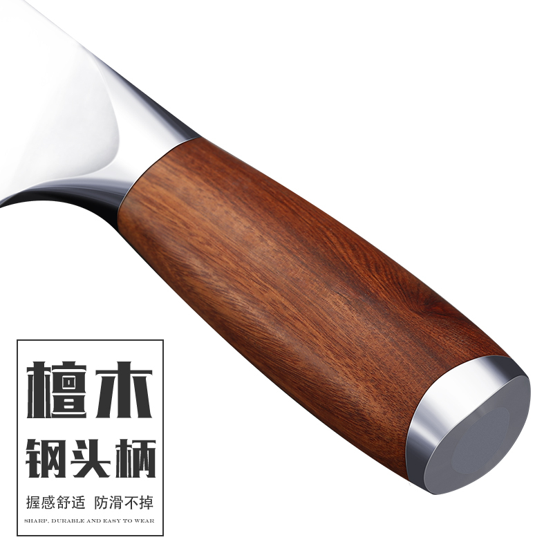 邓家刀9铬三合钢切片刀QD-4988夹层锻打 手工开刃 持久锋利 9CR18MOV钢材
