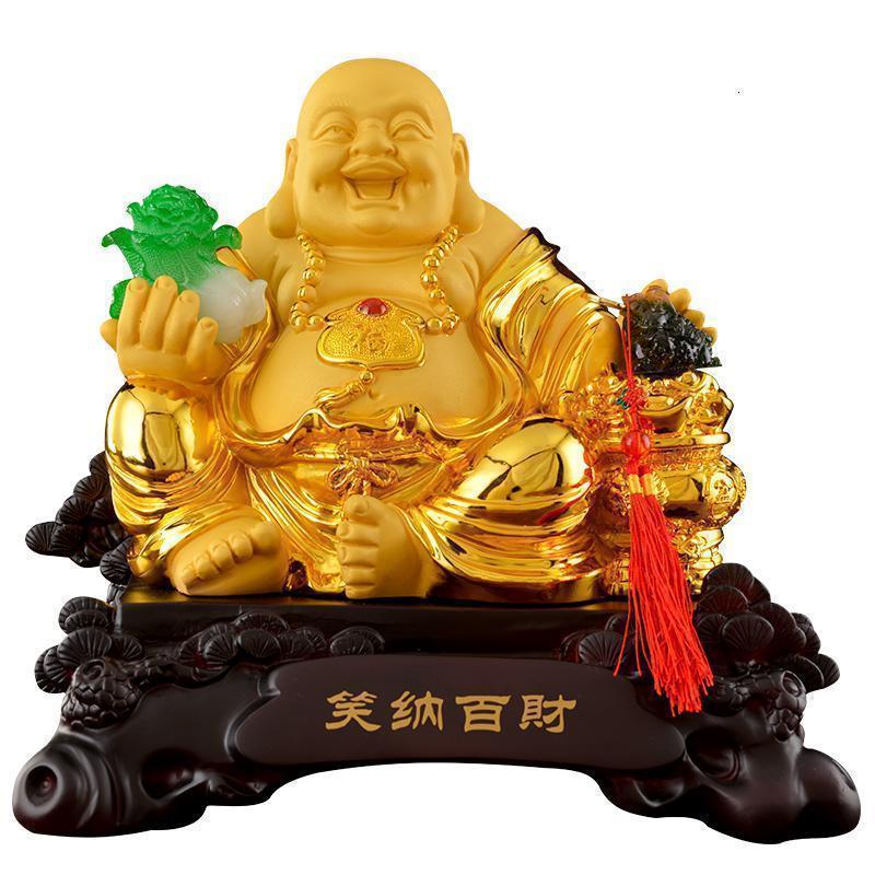 笑纳百财弥勒佛像笑佛摆件家居风水客厅玄关摆件开业乔迁送礼_94_130