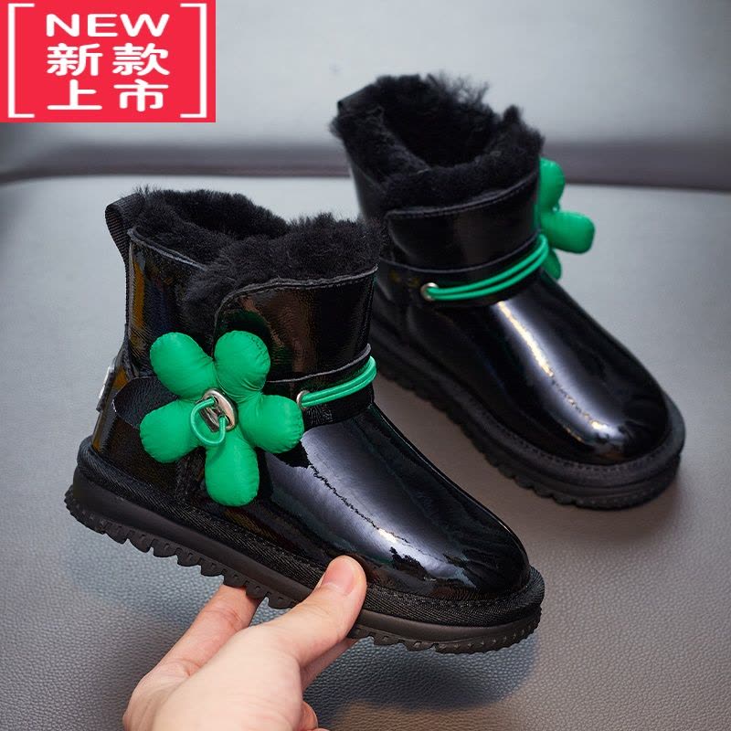 可莉允儿童雪地靴一体女童公主冬季保暖棉鞋女款软底防滑短靴子图片