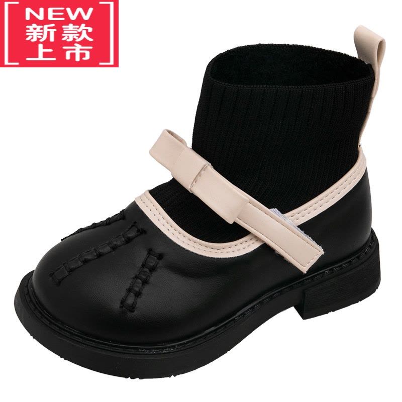 可莉允女童靴子2022冬季新款儿童鞋子二棉加绒袜子靴短靴公主鞋洋气皮鞋图片