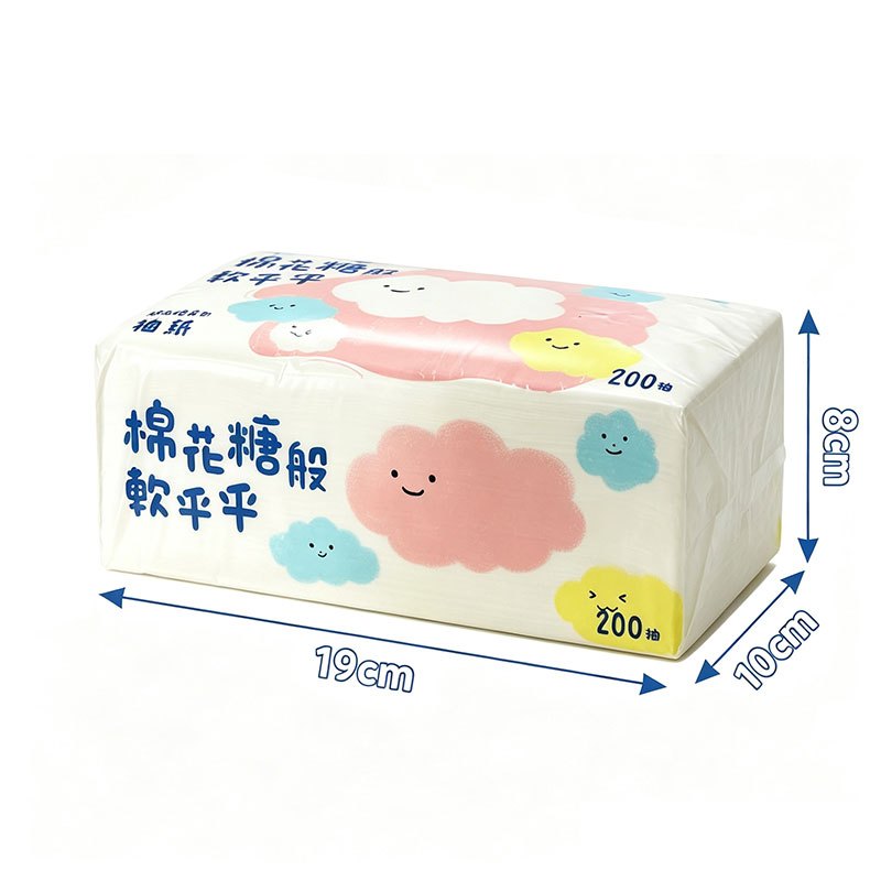 舒洁抽纸 面巾纸 卡通棉花糖款 2层 200抽/包×1包 大尺寸 亲肤柔软原高清大图