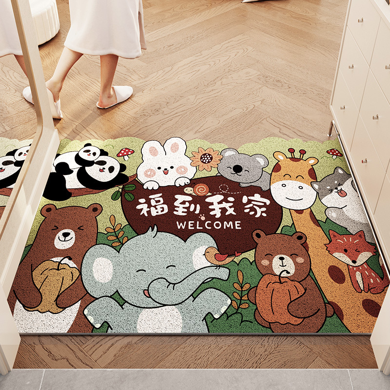 卡通入户门丝圈脚垫门口耐磨地垫进门家用防滑垫子玄关可裁剪地毯