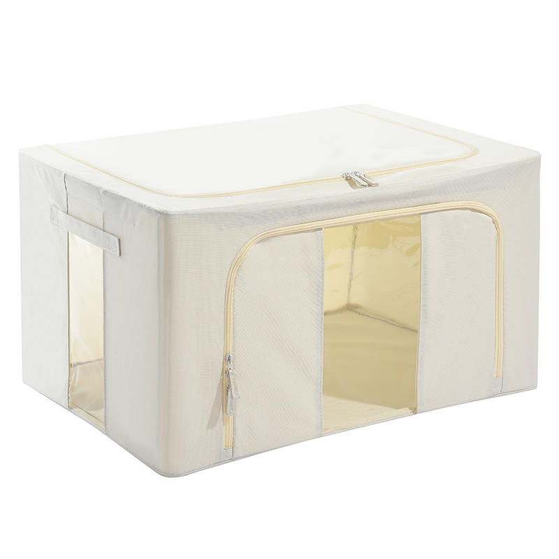 收纳箱布艺可折叠大号牛津布家用衣服柜子钢架衣柜百纳衣物整理箱银灰