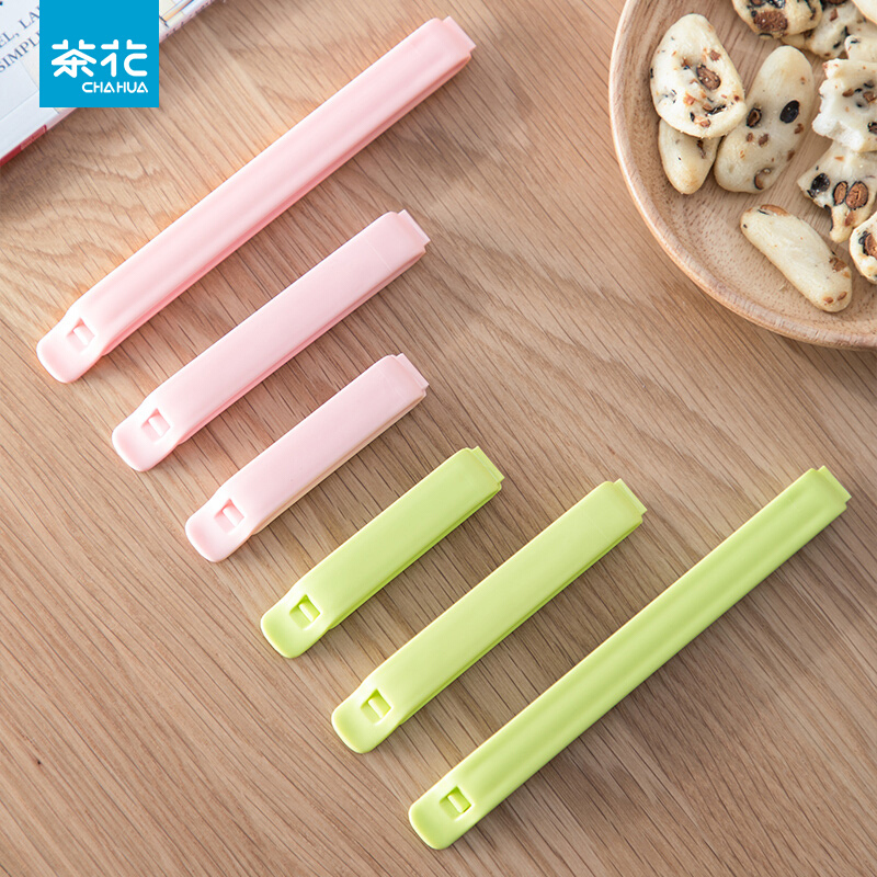 茶花 封口夹子食物保鲜密封夹防潮夹中号 12只装 017002*3*