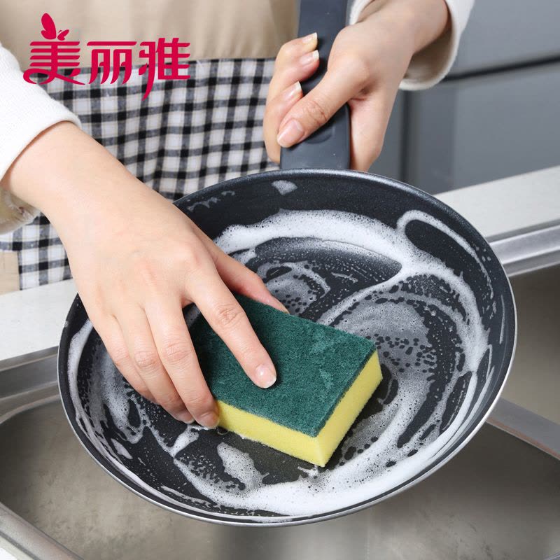 美丽雅 家用厨房清洁刷碗刷锅双面清洁炫彩百洁布8片装图片