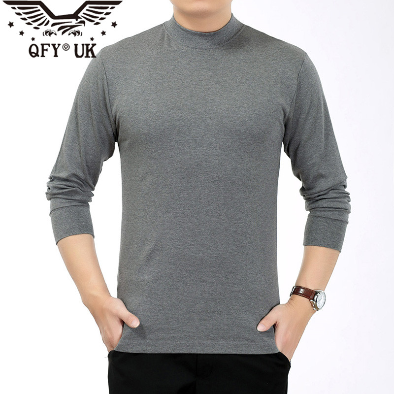 suntek棉中年男士长袖t恤 秋冬季中老年人秋衣薄款色高领打底衫上衣