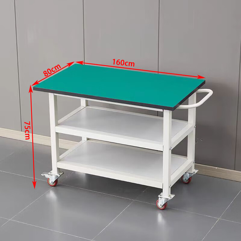 戴劲三层周转车物料车防静电工作台可移动桌操作台小推车160*80*75cm高清大图