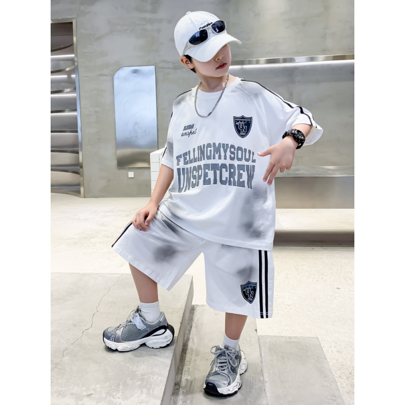 男童运动套装夏季2025新款儿童速干篮球服中大童夏装两件套痞帅风