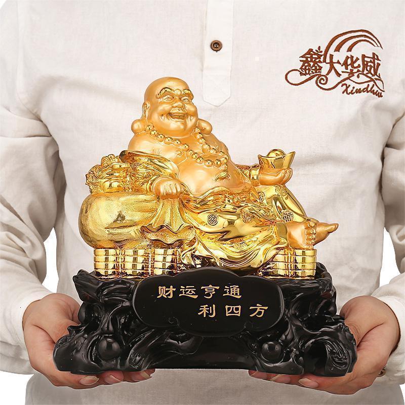 镀金弥勒佛摆件大肚笑佛像工艺品风水家居客厅财神位供奉_793_11