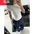 YIBUSHENG基础款美式辣妹紧身正肩短袖t恤女季2024新款修身收腰短款上基