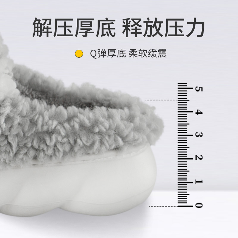 两穿地板拖-灰色 36-37码(标准码) 踩屎感棉拖鞋男士冬季家居家用室内保暖防滑毛毛绒厚底拖鞋男冬天