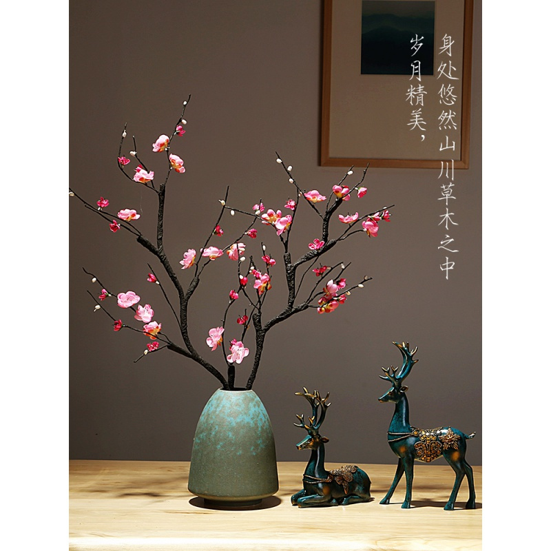 景德镇陶瓷器花瓶新中式餐桌子工艺品客厅插花电视柜干花装饰摆件