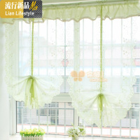 唯美欧式气球帘飘窗帘免打孔升降扇形帘成品罗马窗帘纱 帘头 三维工匠