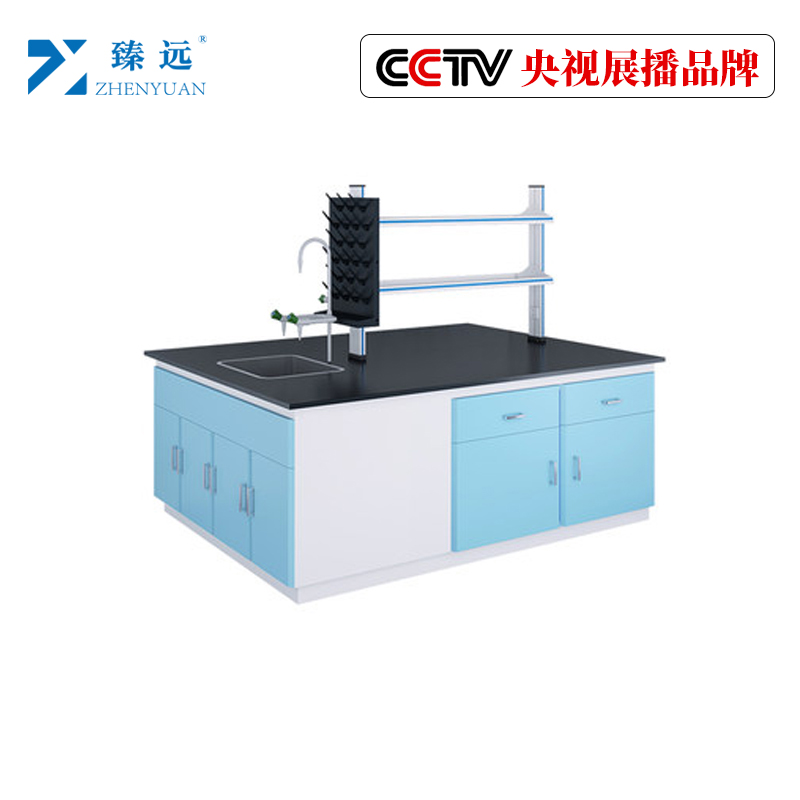 臻远操作台实验台化学试验桌 新款全钢中央台2米带水 ZY-SN-0487