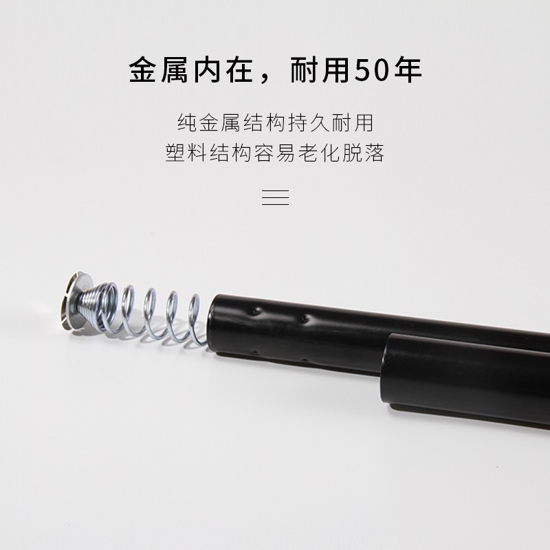免打孔浴帘杆伸缩杆晾衣杆挂衣架窗帘杆浴室卫生间衣柜黑色撑杆 三维工匠 银色(90-170cm)高清大图