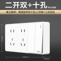 欧普电源开关插座W61明装系列 白色 二开双+十孔扁插