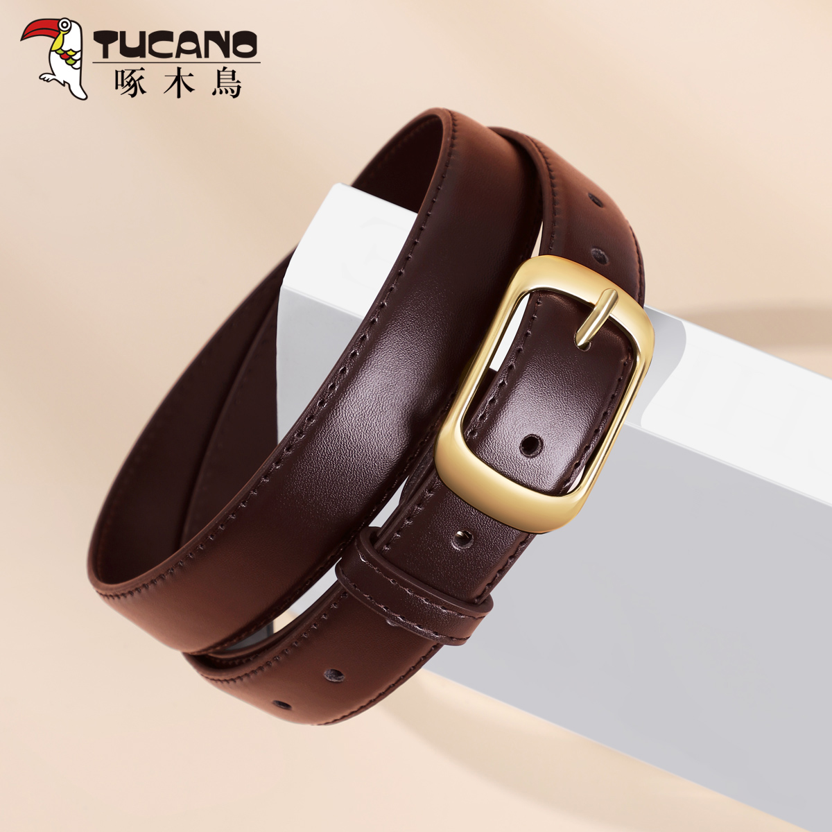 啄木鸟皮带女士2025新款时尚高级感百搭针扣韩版配牛仔裤腰带配皮高清大图