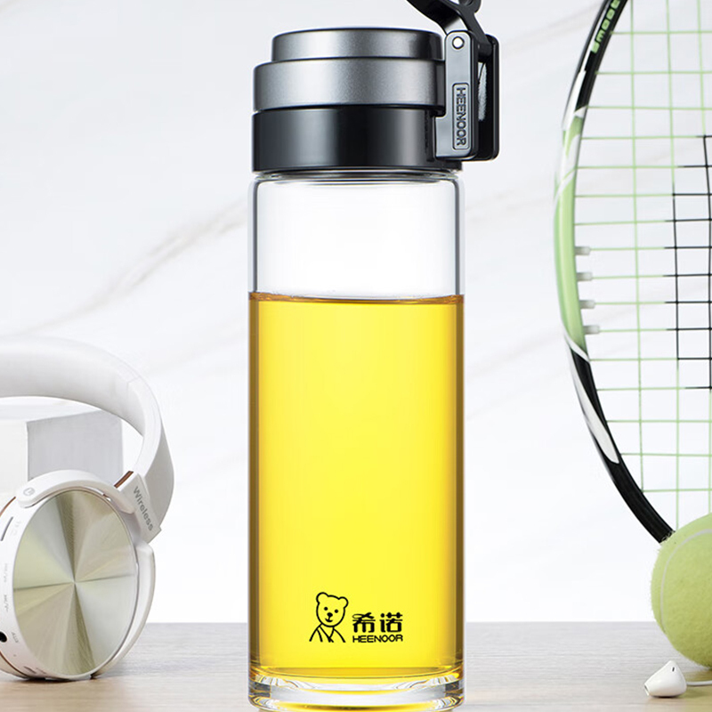 希诺玻璃杯695ml耐用耐高温户外便携黑色XN-6076高清大图