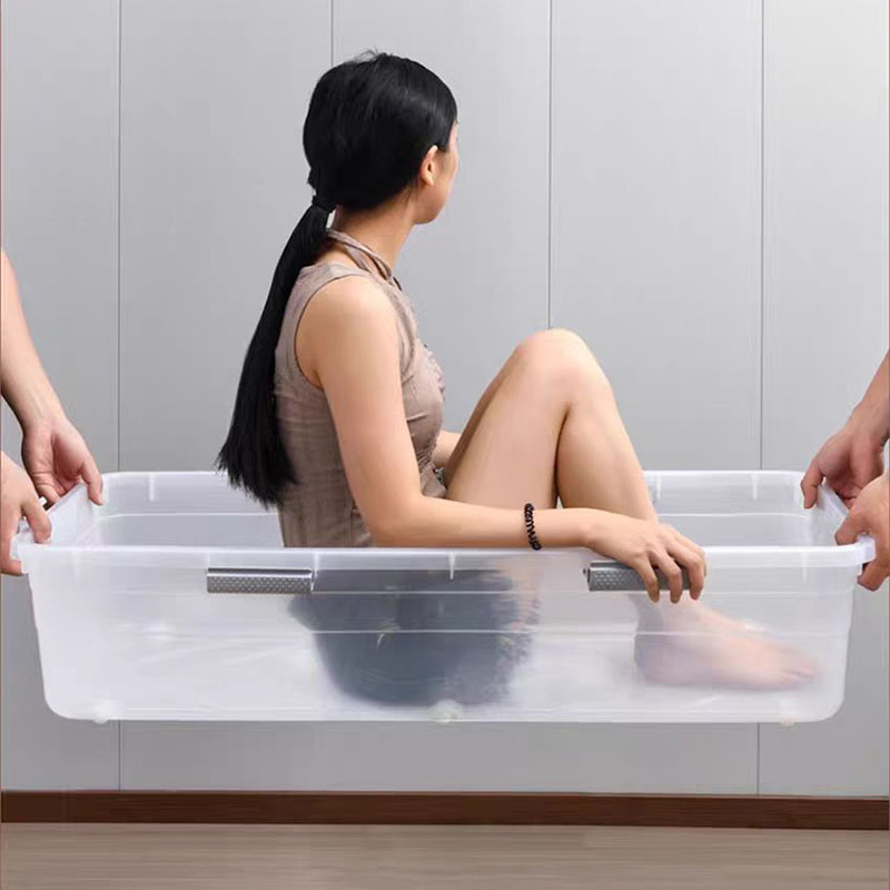 百晟长恒 BSCH-A83GS 105L 防水防潮透明整理收纳箱(计价单位:个)白盖透明高清大图