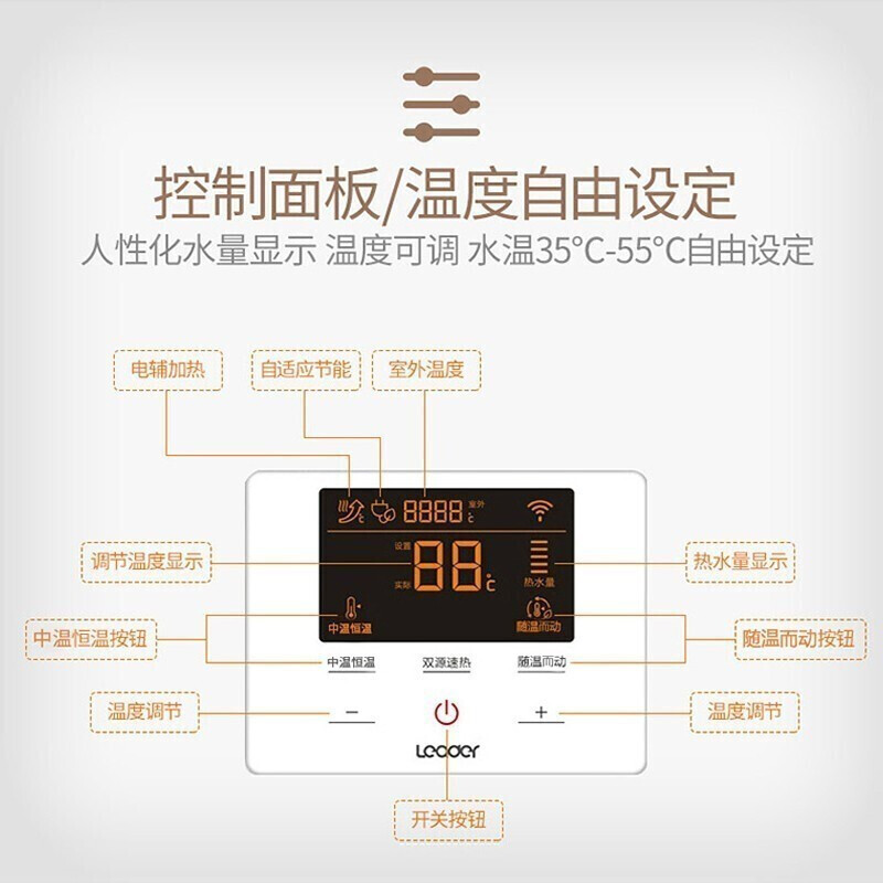 统帅(Leader)海尔出品空气能热水器家用200升热泵空气源电热水器双源速热荣御LKF75/200-BDⅡ