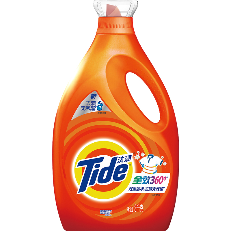 汰渍(Tide) 全效360度洗衣液(洁雅百合)3kg/瓶
