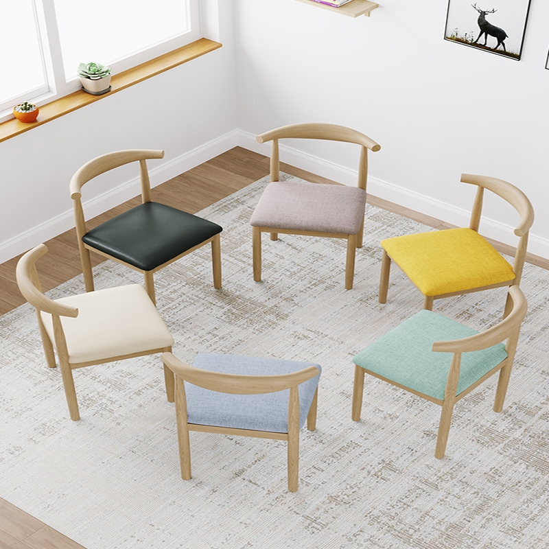 餐椅家用现代简约餐桌椅学习久坐书桌凳子靠背板凳出租房牛角椅子