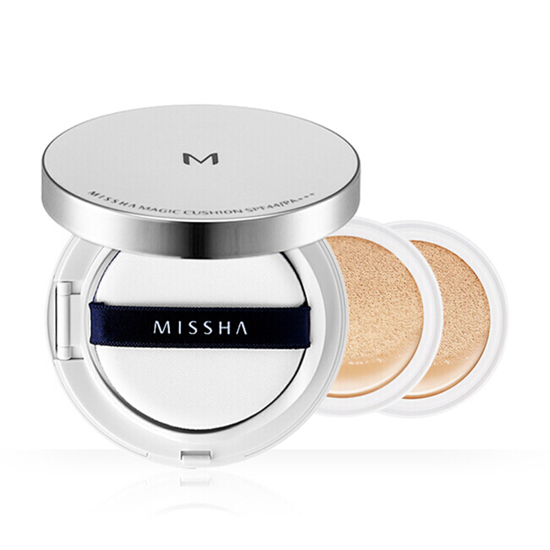 谜尚(MISSHA)魅力莹润无瑕气垫粉凝BB霜SPF47/PA+++[23号自然色]15g(定妆 遮瑕 任何肤质)