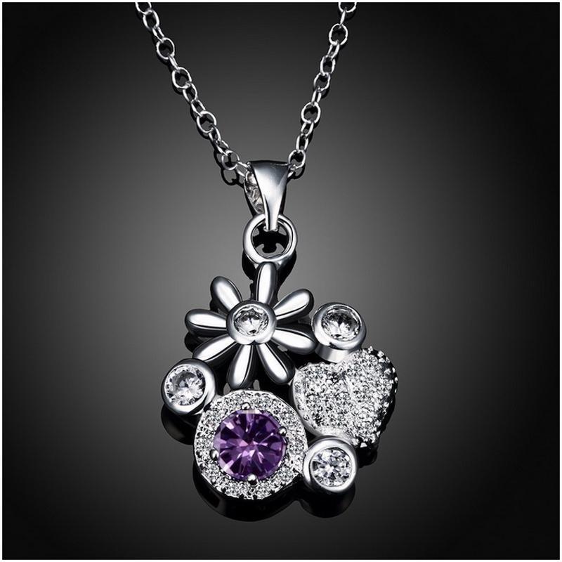 N095 Women Silver Necklace日韩款时尚镀银坠锁骨链女饰品礼物送女朋友七夕情人节礼物