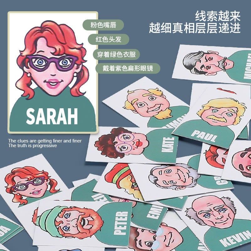 助城 96卡片猜猜我是谁玩具桌游双人对战棋牌猜人物桌面游戏创意玩具猜猜他是谁逻辑推理亲子对战互动玩具图片