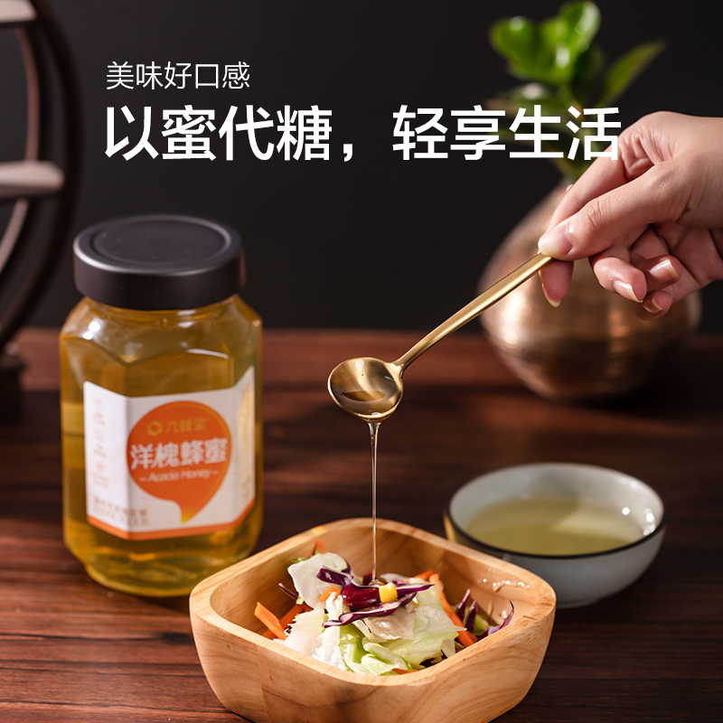 九蜂堂洋槐蜂蜜750g 槐花蜜 纯正自然 源于蜂农自产蜂巢蜜 滋补蜂蜜 非百花蜜 自然成熟无添加