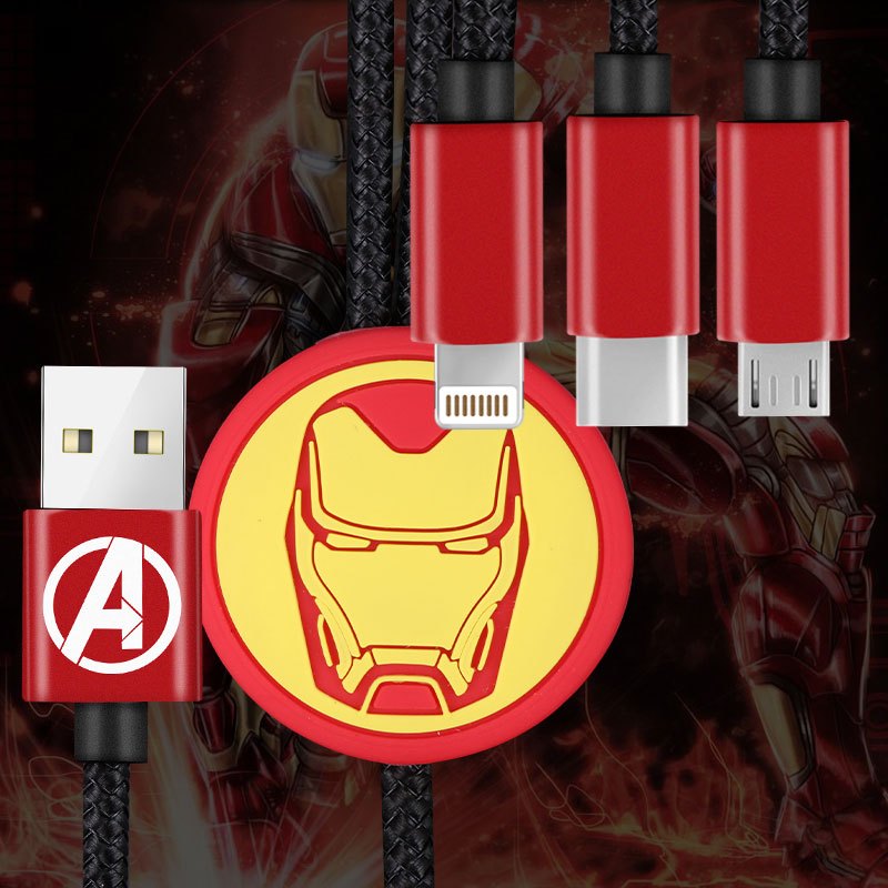 Marvel 漫威1.5米 三合一 数据线 极旋系列-钢铁侠高清大图