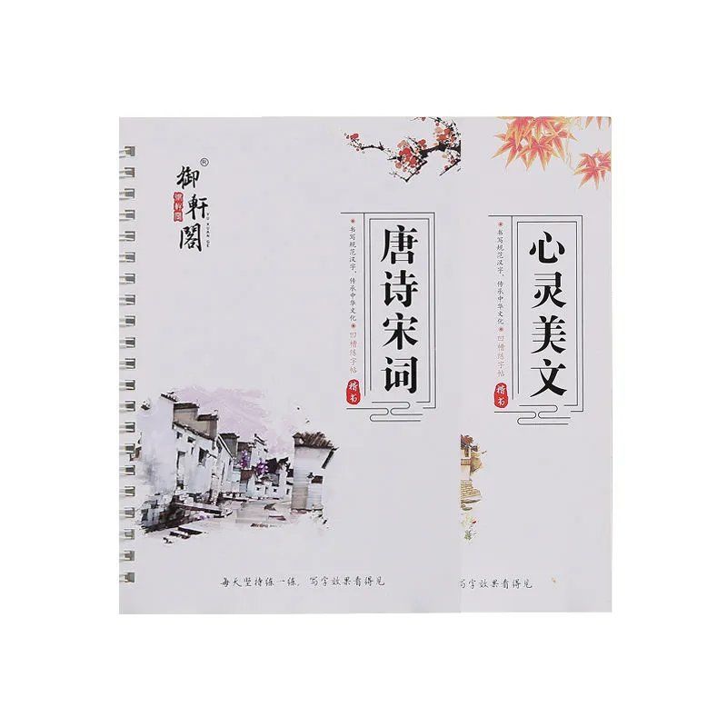 练字帖成人楷书草书高中生初中生成人图案反复经典描写小学生凹槽 [二本]唐诗宋词+心灵美文 2只笔芯1个笔壳1个握笔器
